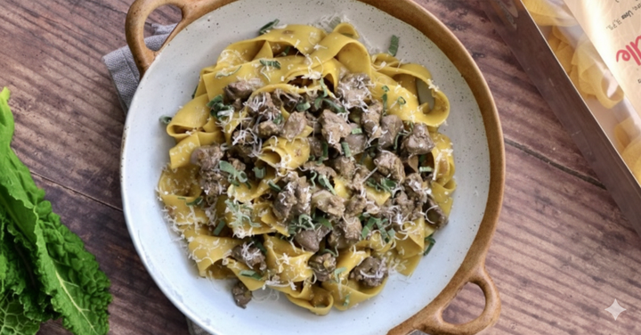 מתכון - פפרדלה ביצים עם כבד עוף ורוטב יין מרסלה