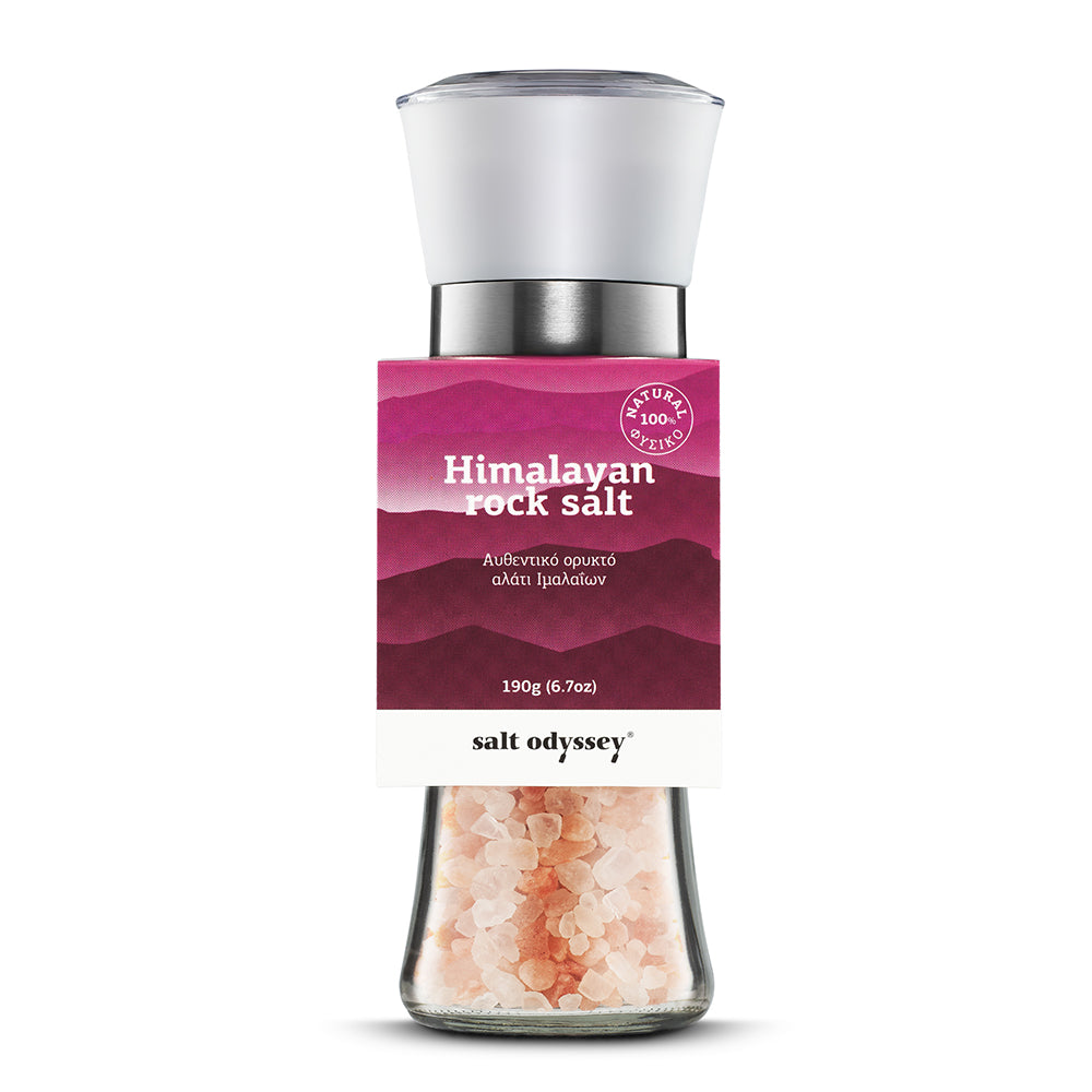 מטחנת מלח הימלאיה גס מסלעי מלח טבעיים 190 גרם salt odyssey